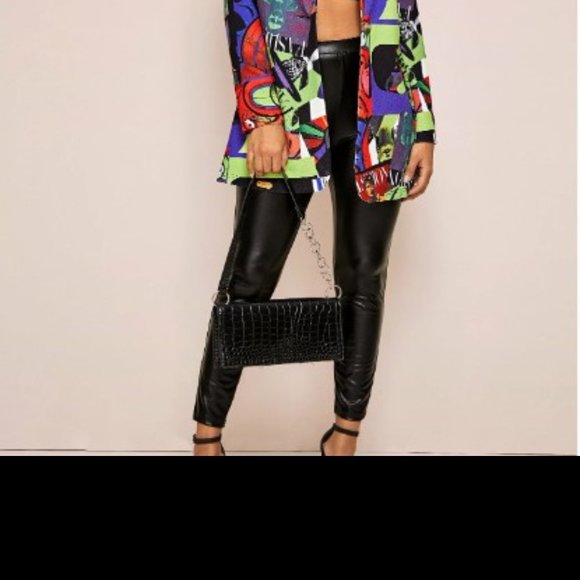 Allover Print Single Button Longline Blazer - Picture 3 of 8